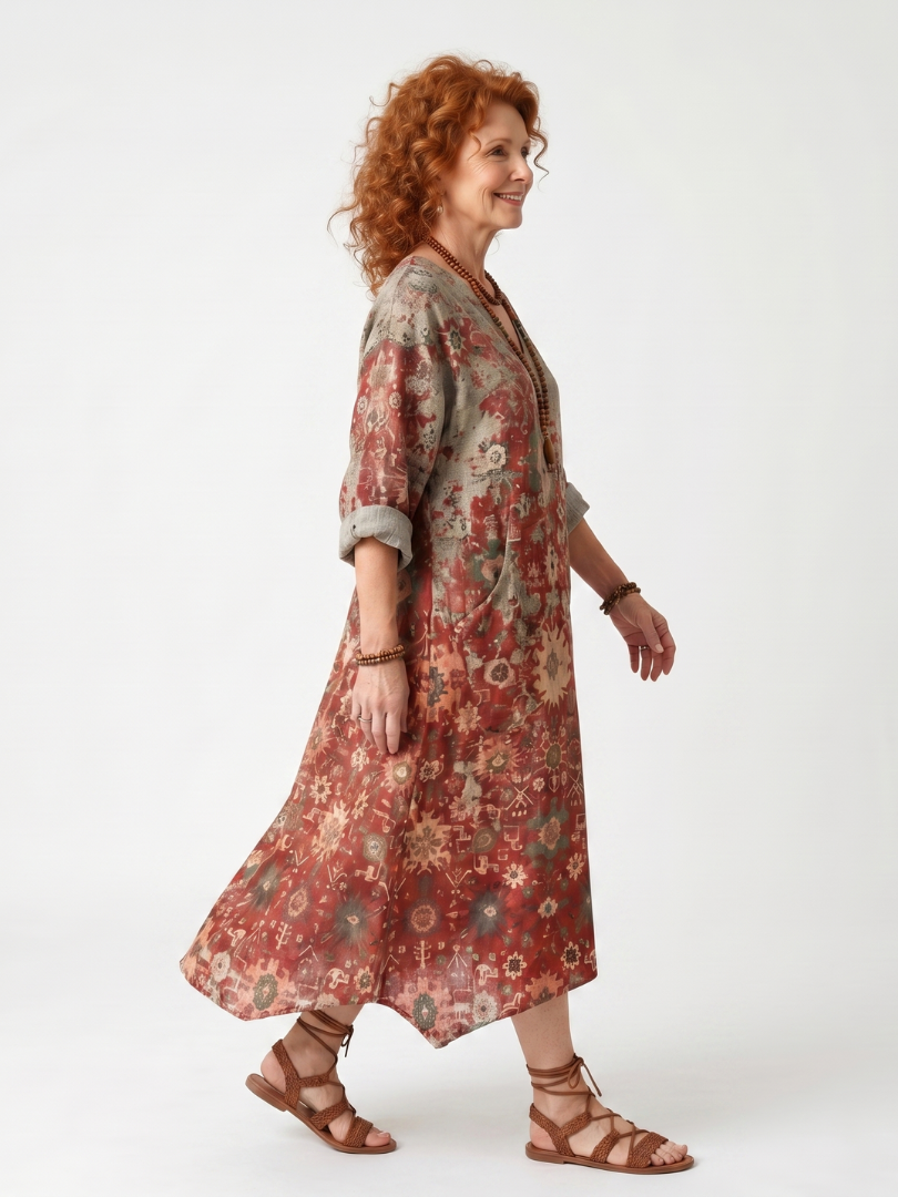 DELACROIX | Robe Midi Imprimée à Poches Sylvie