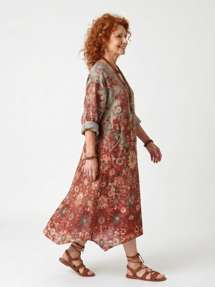 DELACROIX | Robe Midi Imprimée à Poches Sylvie