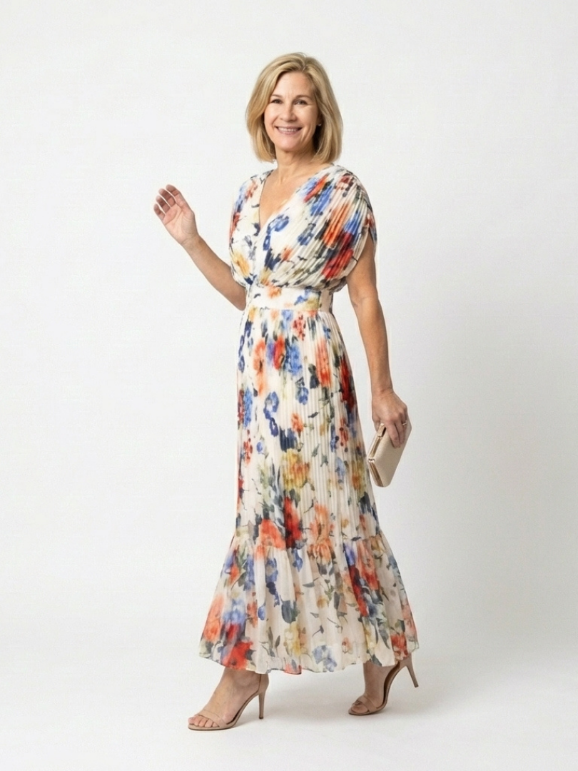 DELACROIX | Robe Midi Fleurie Plissée Savannah