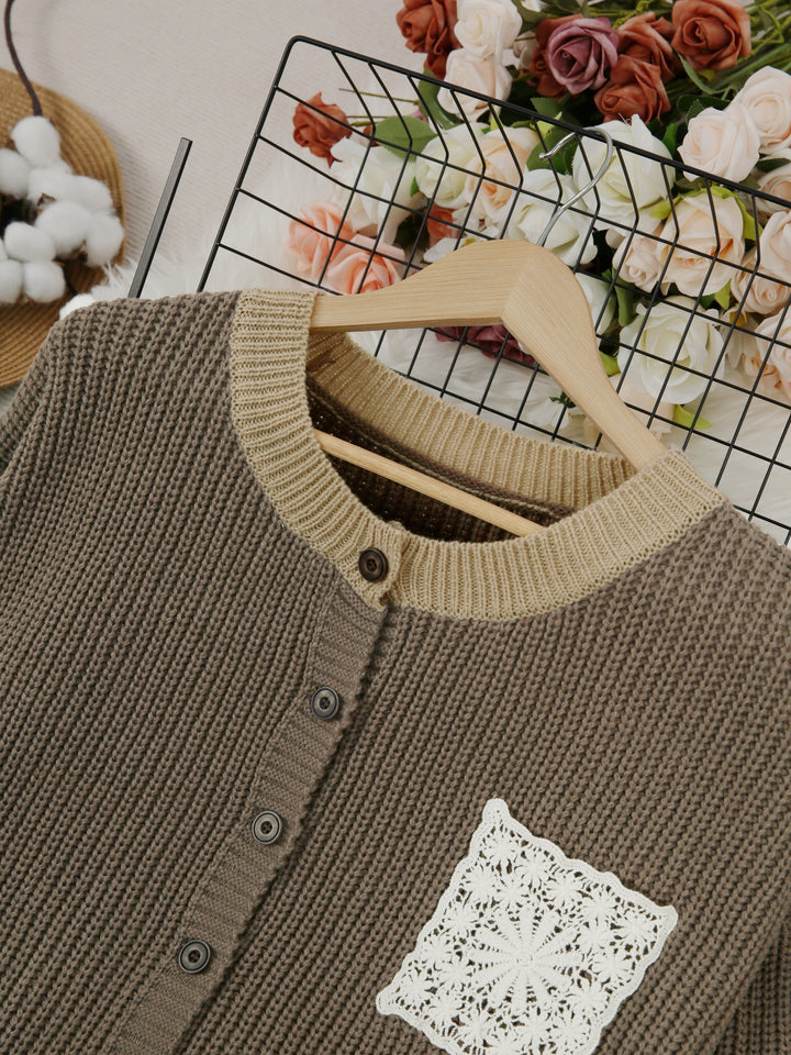 DELACROIX | Cardigan Long Poche Dentelle Claire