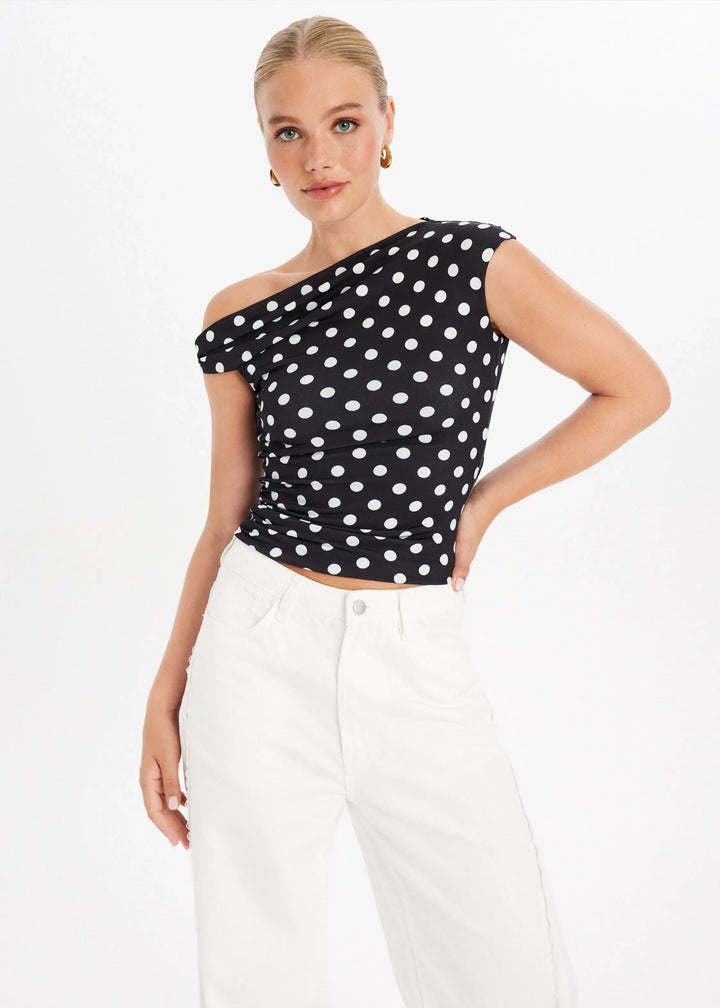 DELACROIX | TOP ASYMÉTRIQUE À POIS