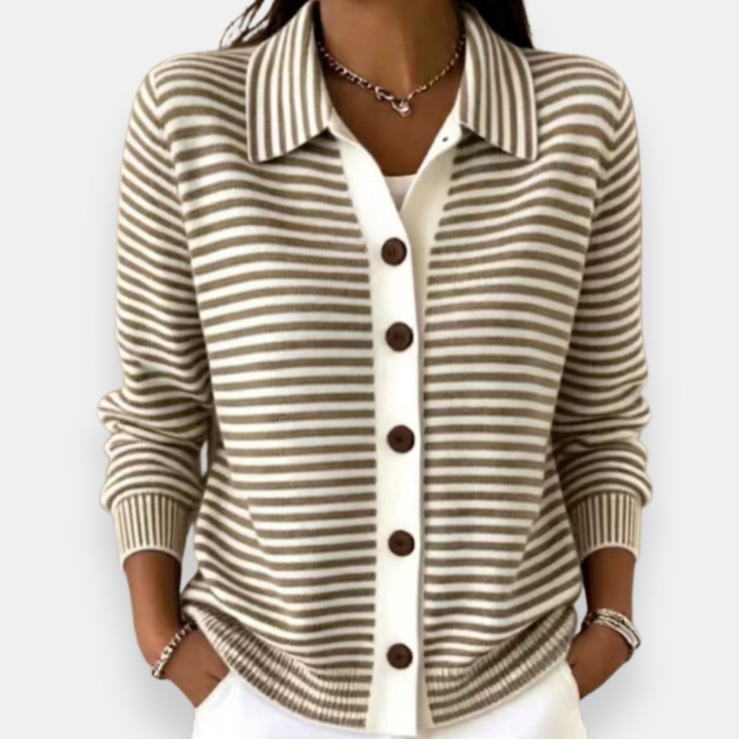 DELACROIX | Cardigan Rayé à Boutons Camille