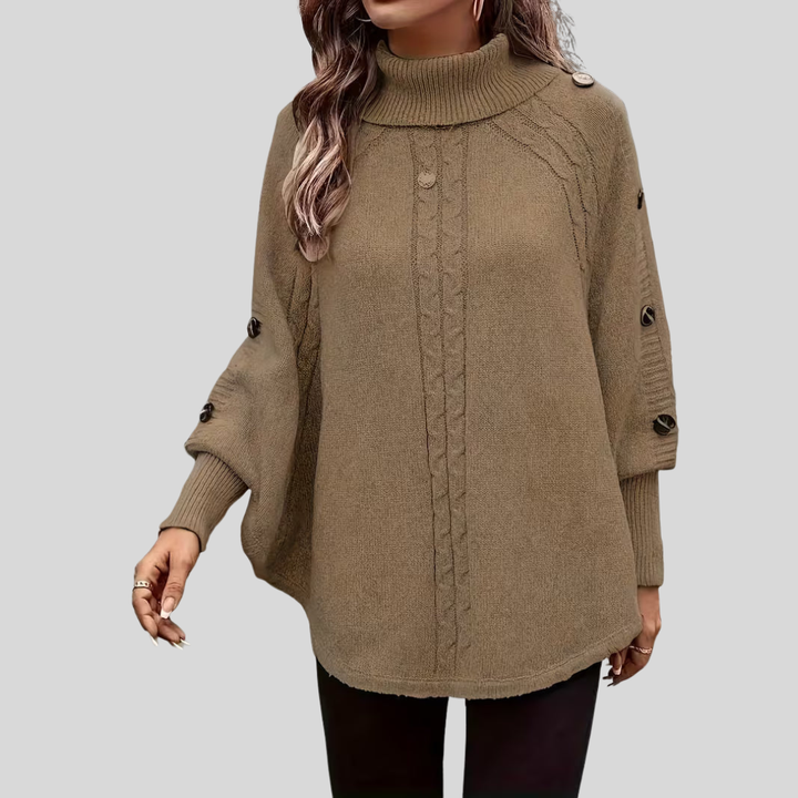 DELACROIX | Poncho Col Roulé Torsadé pour Femme Léa