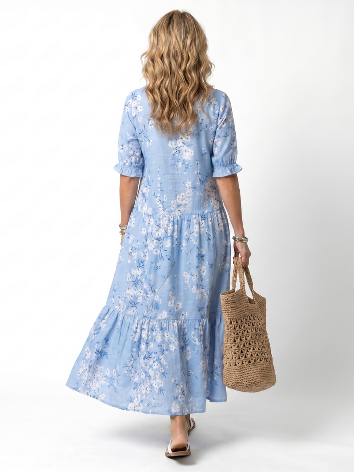 DELACROIX | Robe Midi Fleurie à Pompons Michèle
