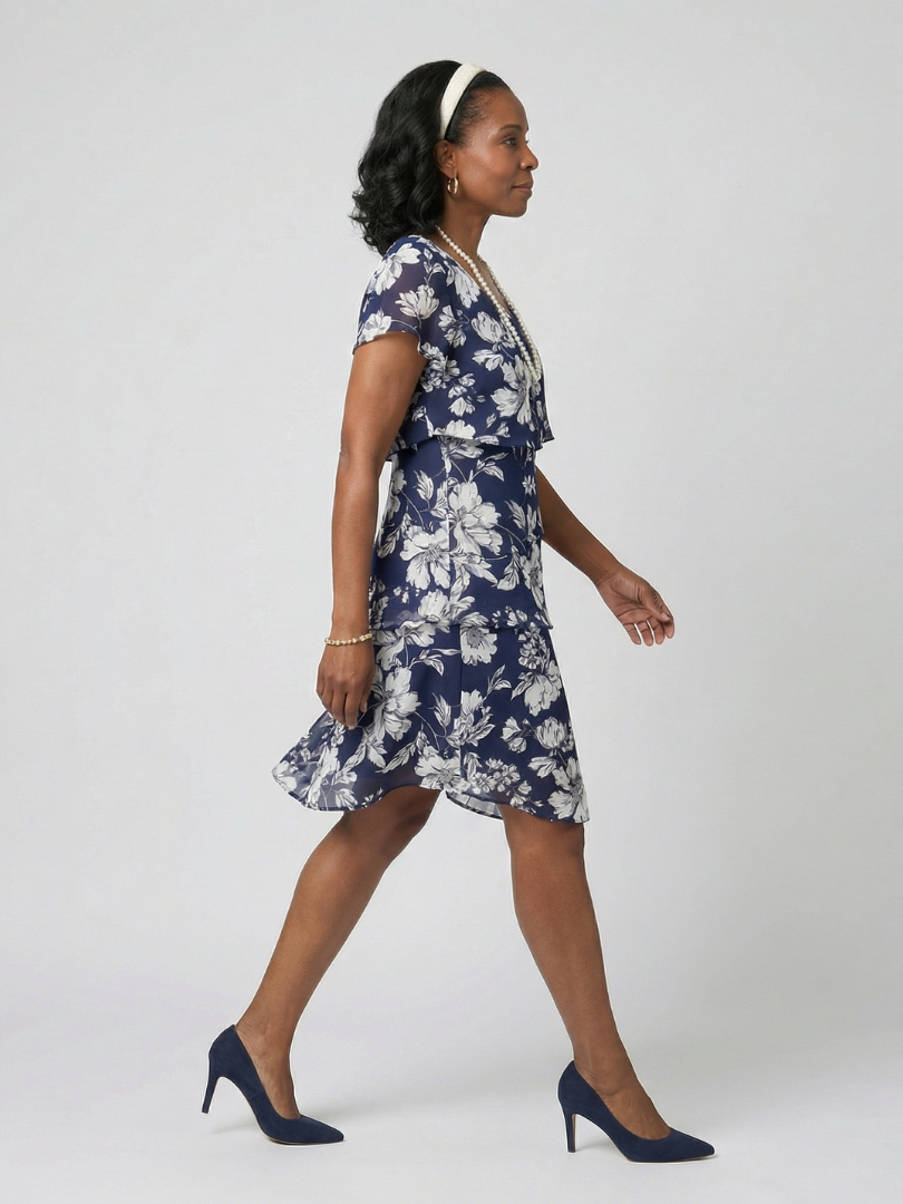 DELACROIX | Robe florale subtile à longueur genou Thea