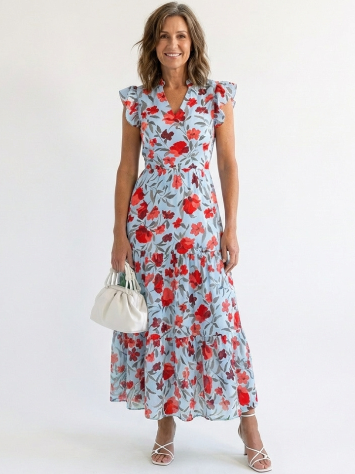 DELACROIX | Robe Midi Évasée à Imprimé Floral Lila