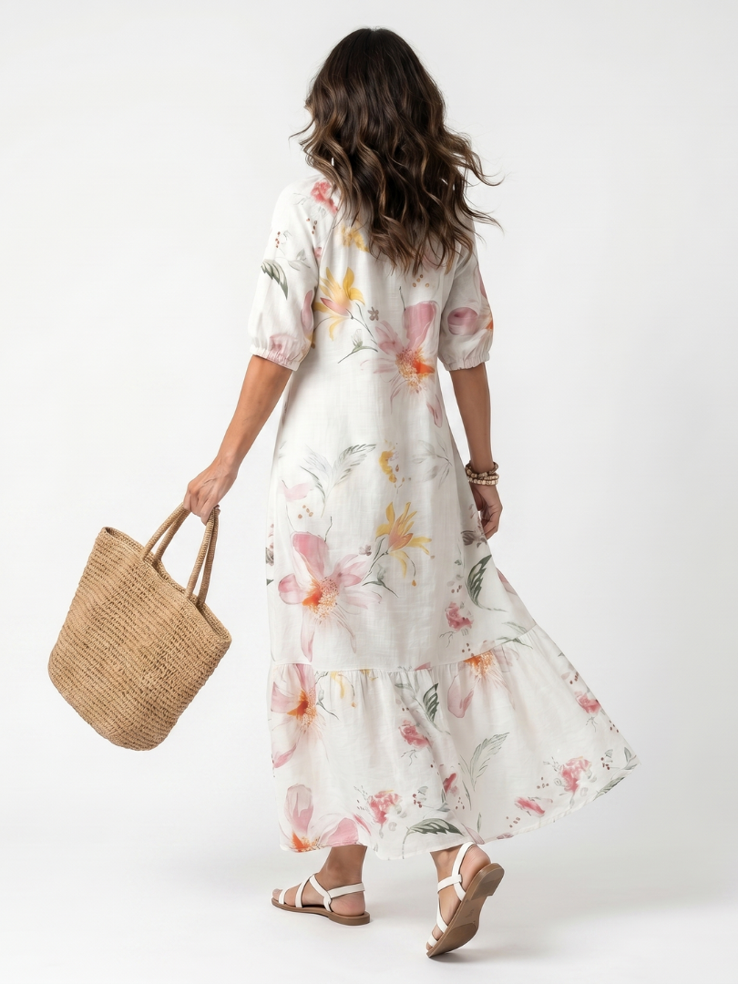 DELACROIX | Robe Midi Fleurie à Volants Pauline