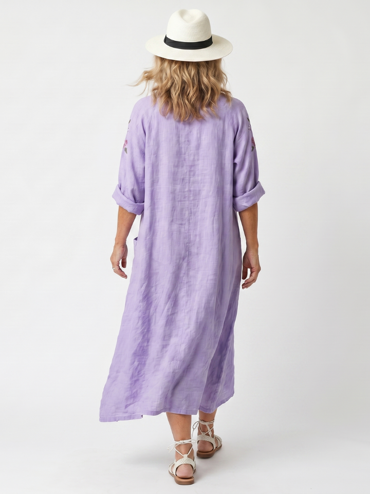 DELACROIX | Robe Midi Brodée à Poches Sandrine