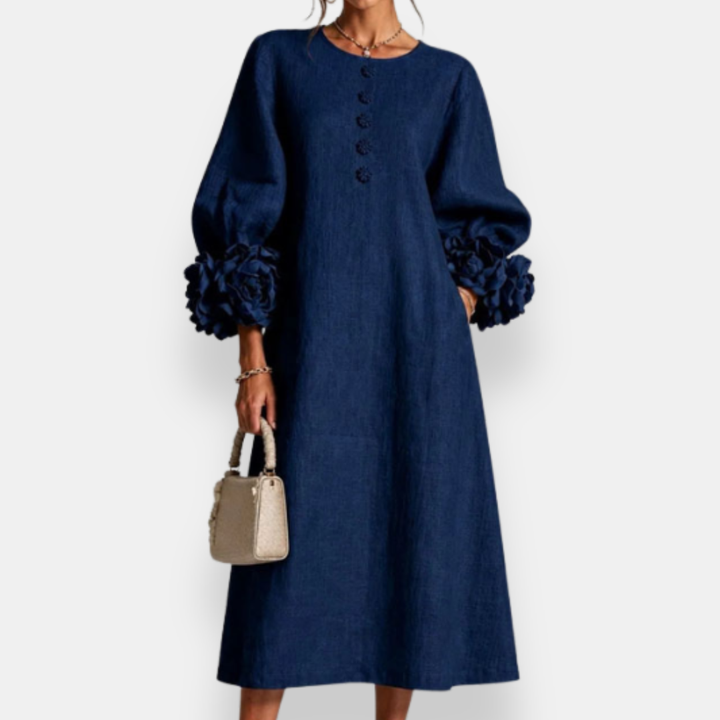 DELACROIX | Robe Midi Manches Fleuries Charlotte