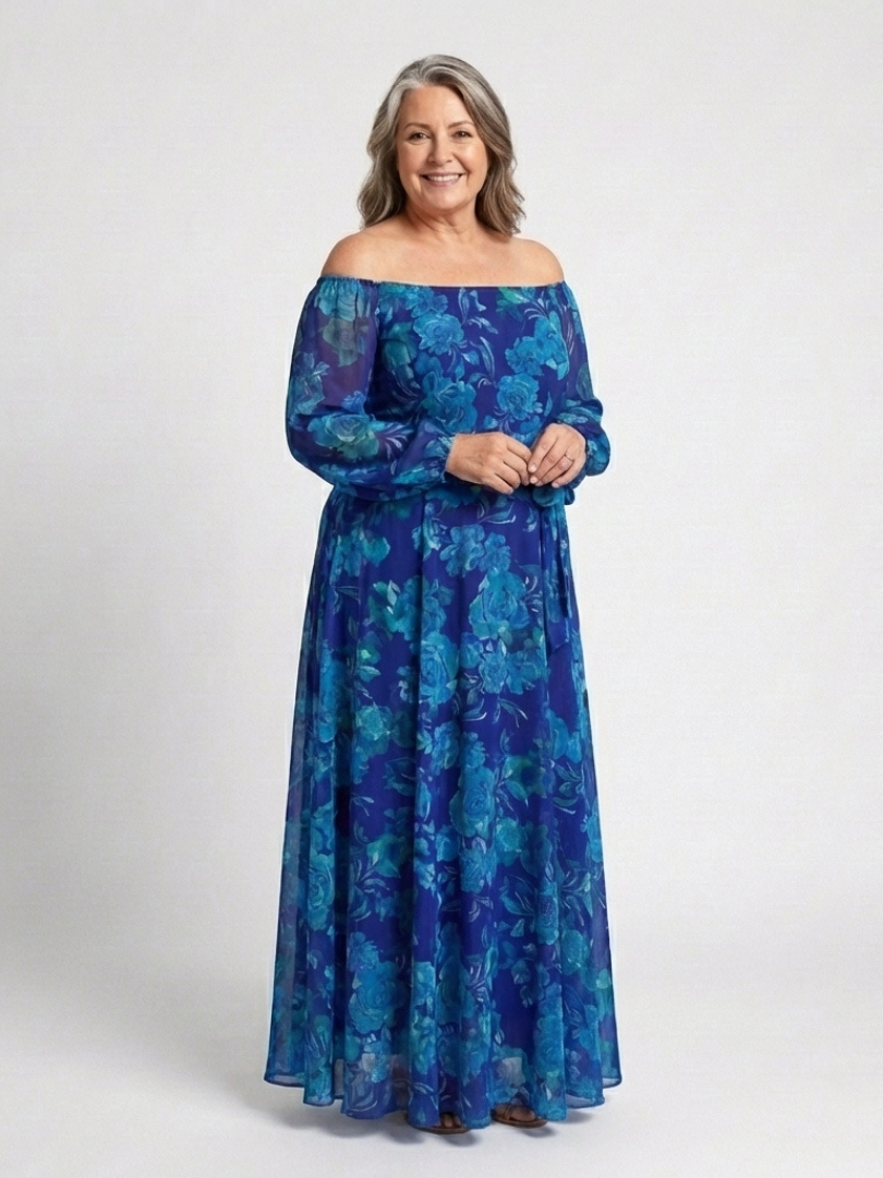 DELACROIX | Robe Maxi Fleurie à Épaules Dégagées Aspen