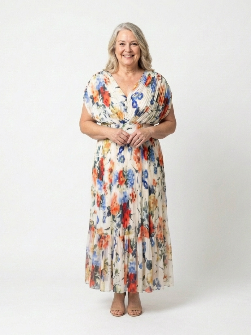 DELACROIX | Robe Midi Fleurie Plissée Savannah