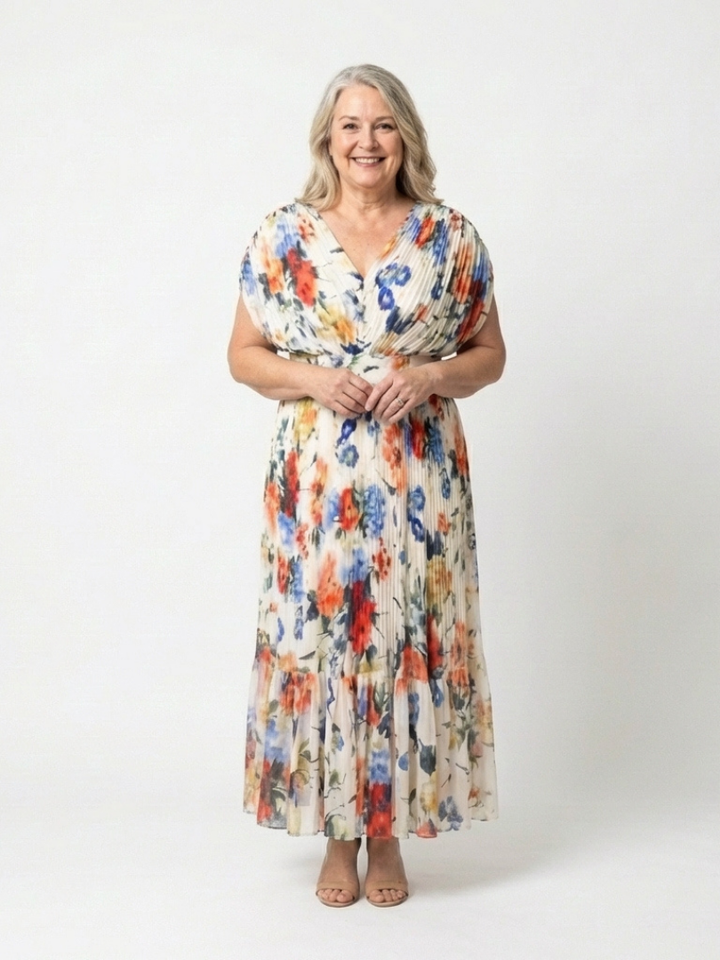 DELACROIX | Robe Midi Fleurie Plissée Savannah