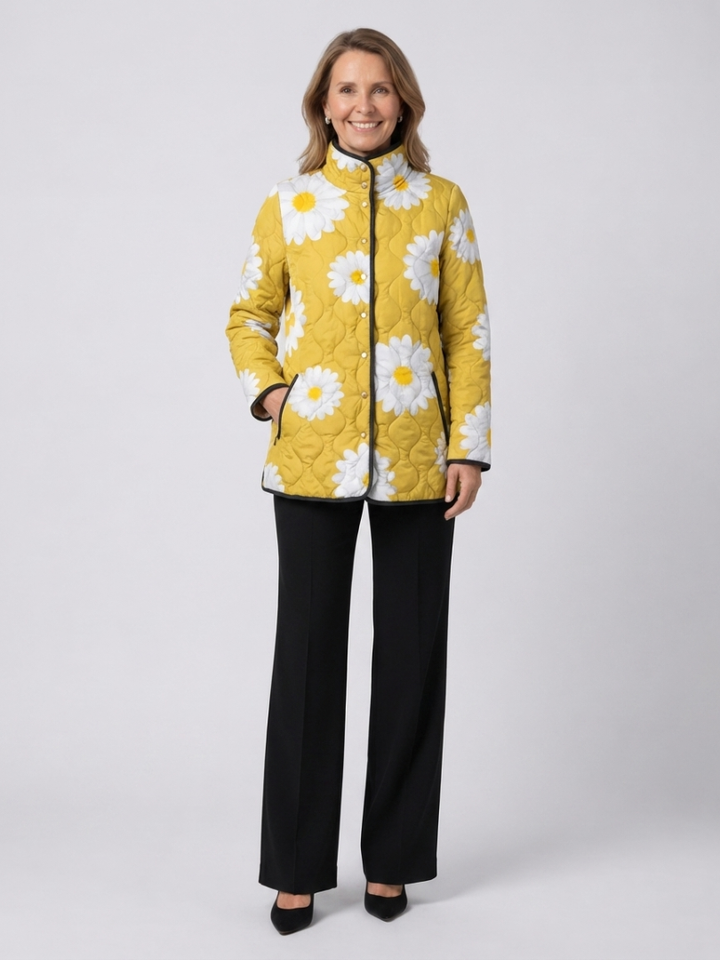 DELACROIX Veste Matelassée Jaune Marguerite portée