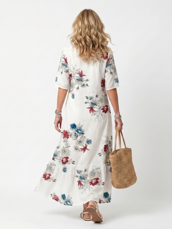DELACROIX | Robe Midi Fleurie à Pompons Élina