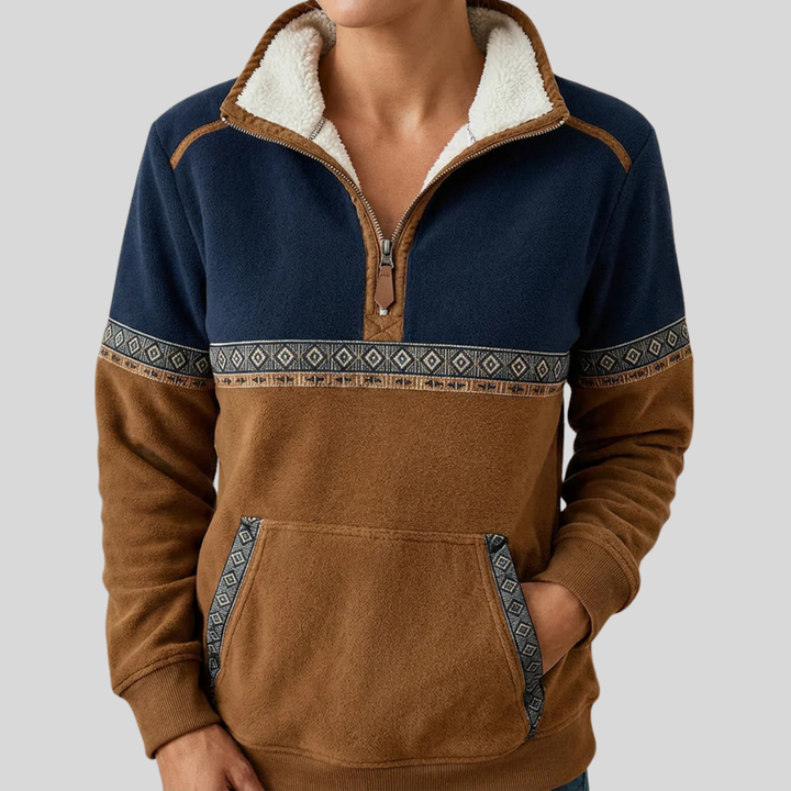 DELACROIX | Pull Demi-Zip Bicolore pour Femme Lucie