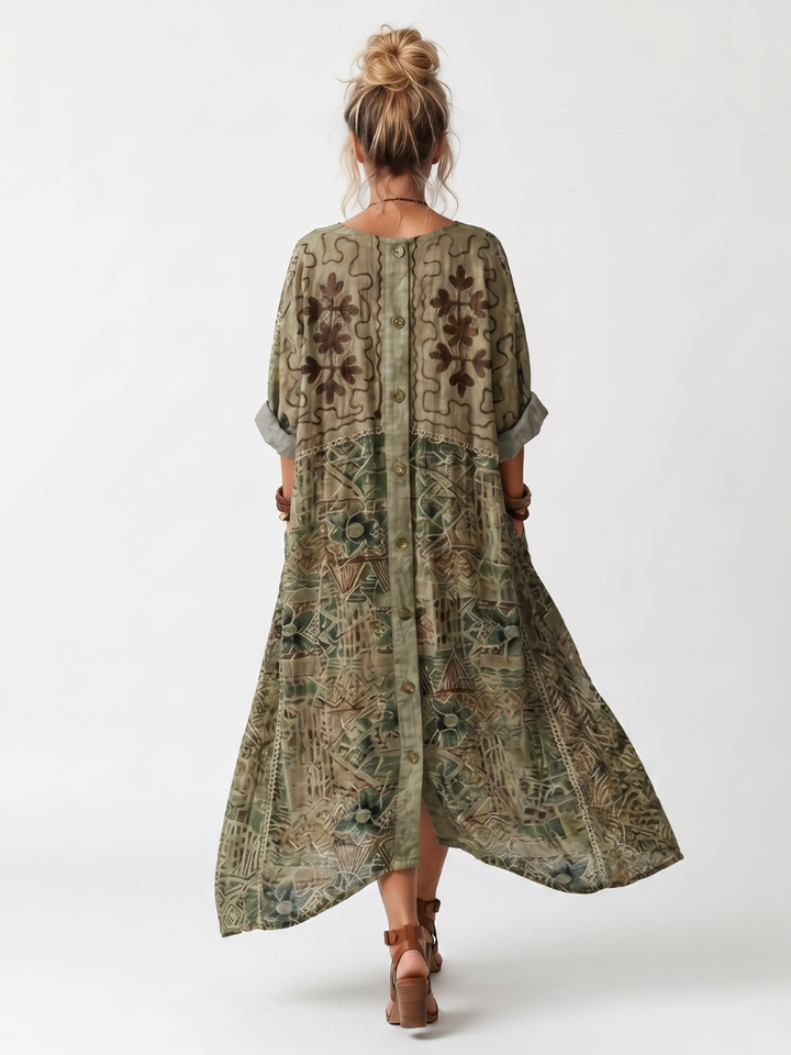 DELACROIX | Robe Midi Brodée Boutonnée Monique