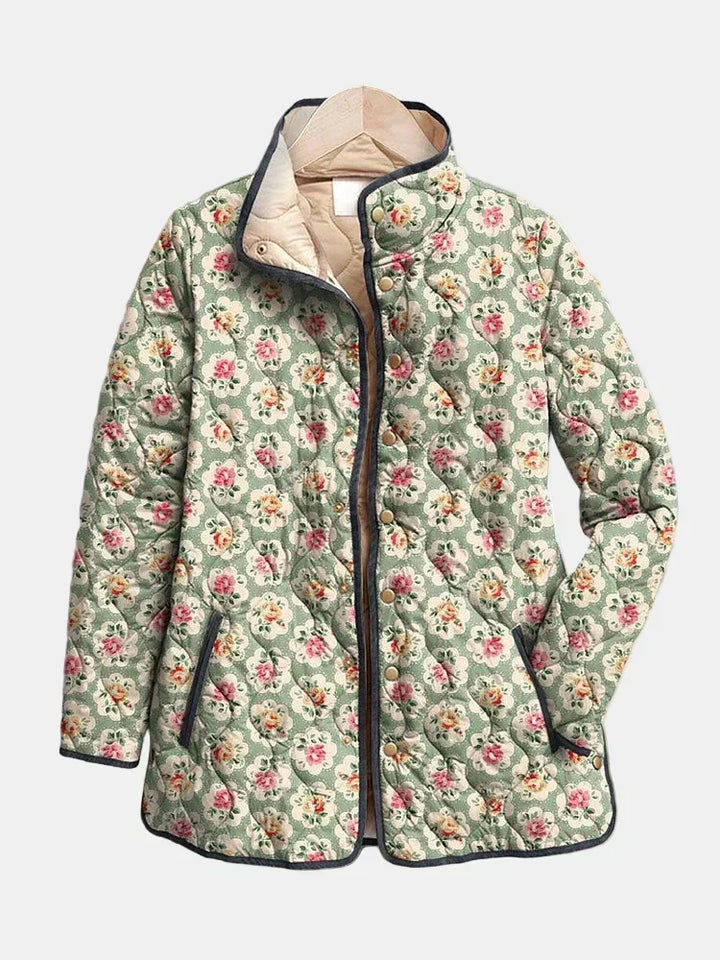 DELACROIX Veste Matelassée Vert Amande Fleuri