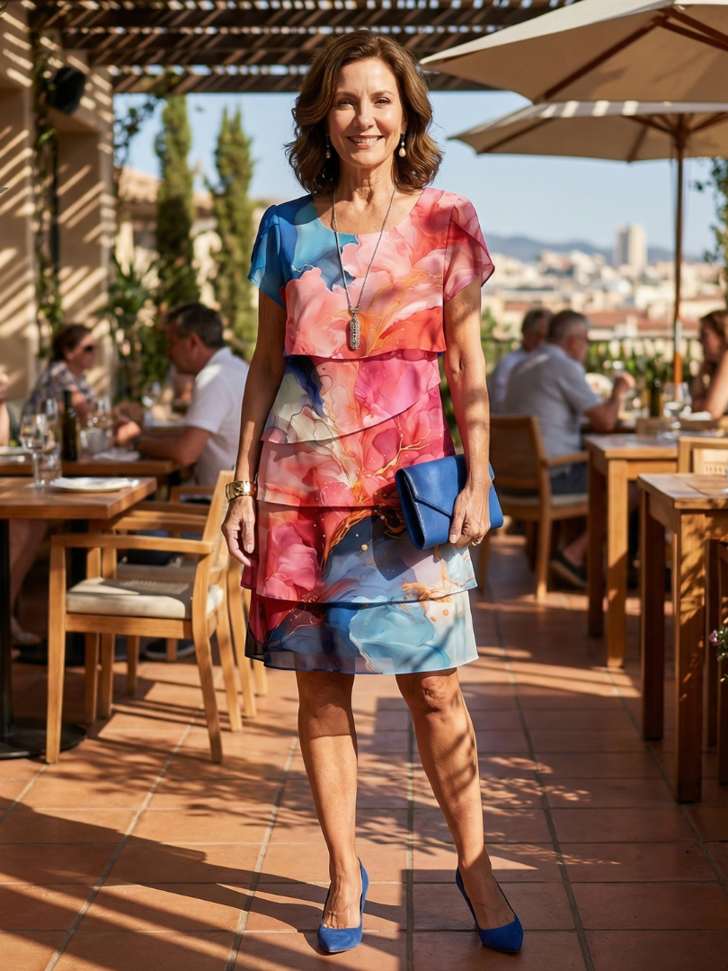 DELACROIX | Robe longueur genou en marbre élégant Mira