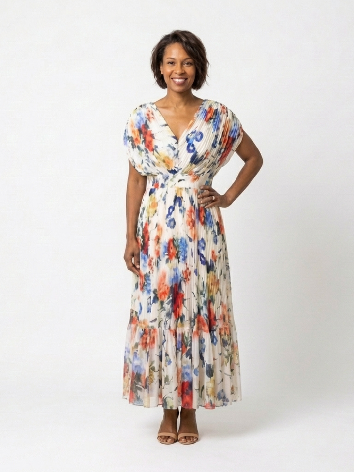 DELACROIX | Robe Midi Fleurie Plissée Savannah