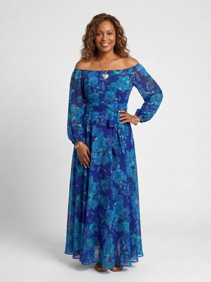DELACROIX | Robe Maxi Fleurie à Épaules Dégagées Aspen