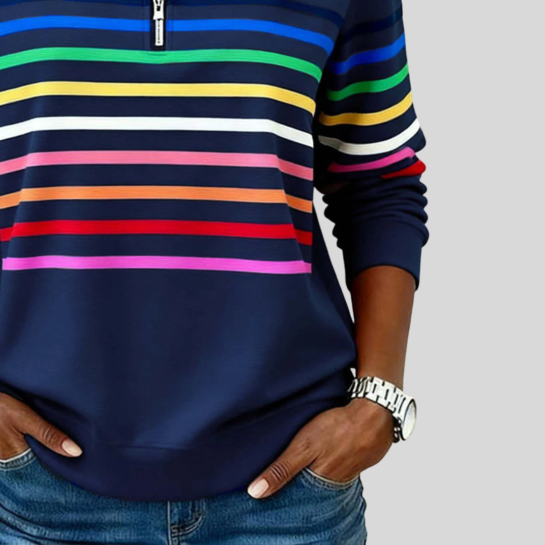 DELACROIX | Sweat Zippé Rayures Multicolores pour Femme Nathalie