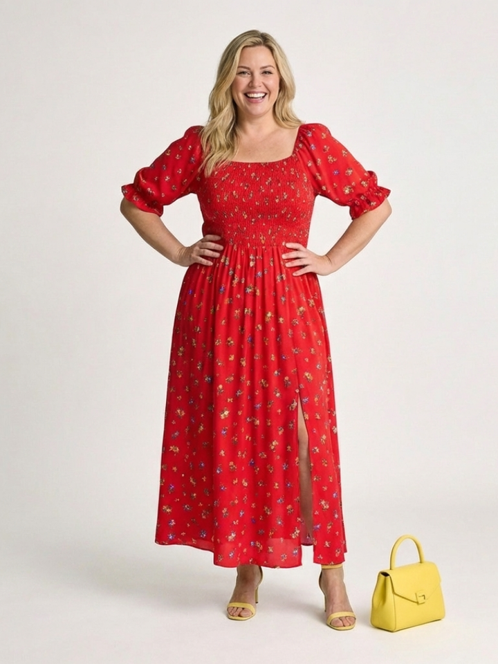 DLEACROIX | Robe Midi à Manches Bouffantes Delphine