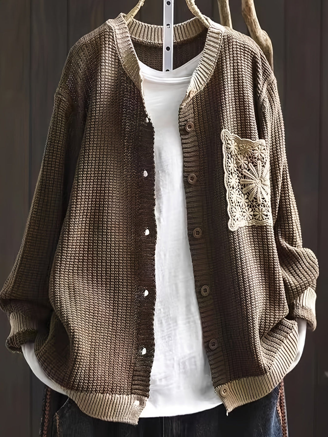 DELACROIX | Cardigan Long Poche Dentelle Claire