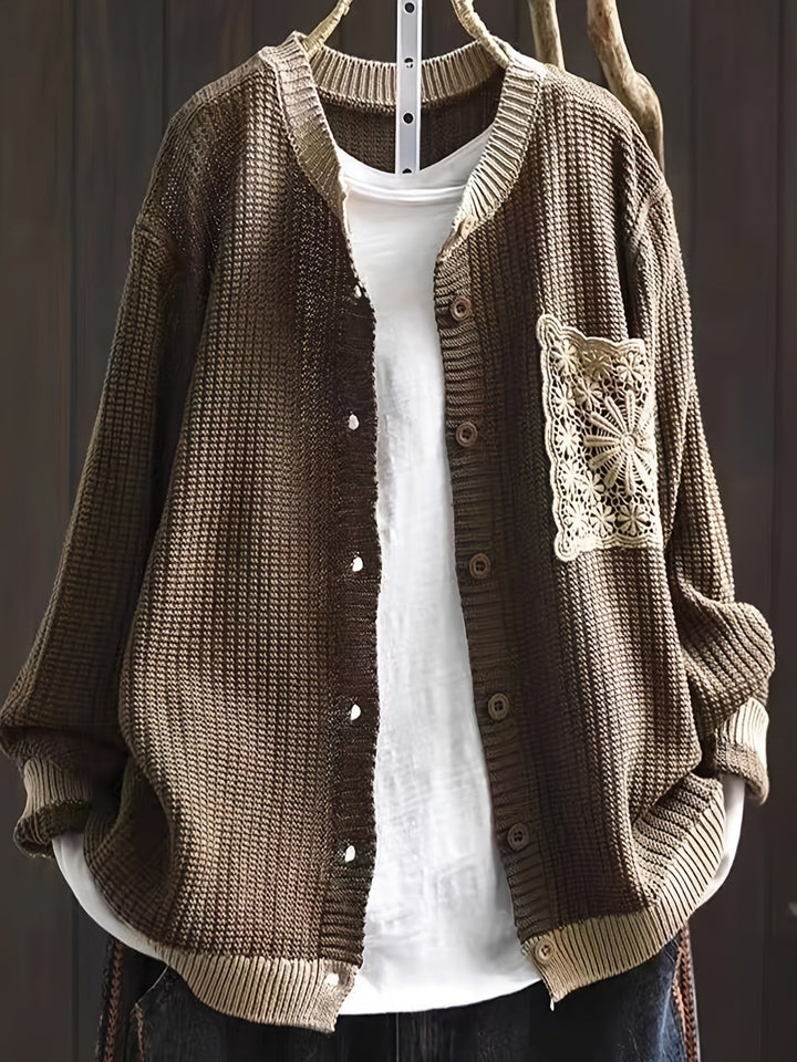 DELACROIX | Cardigan Long Poche Dentelle Claire