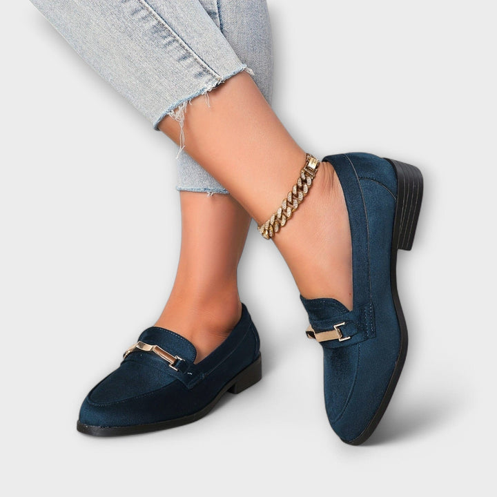DELACROIX | Mocassins Daim Chaîne Dorée Nathalie