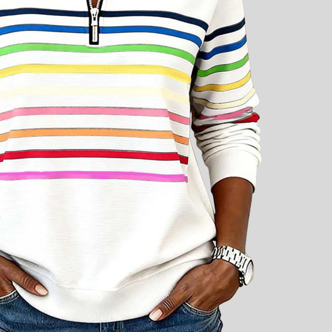 DELACROIX | Sweat Zippé Rayures Multicolores pour Femme Nathalie