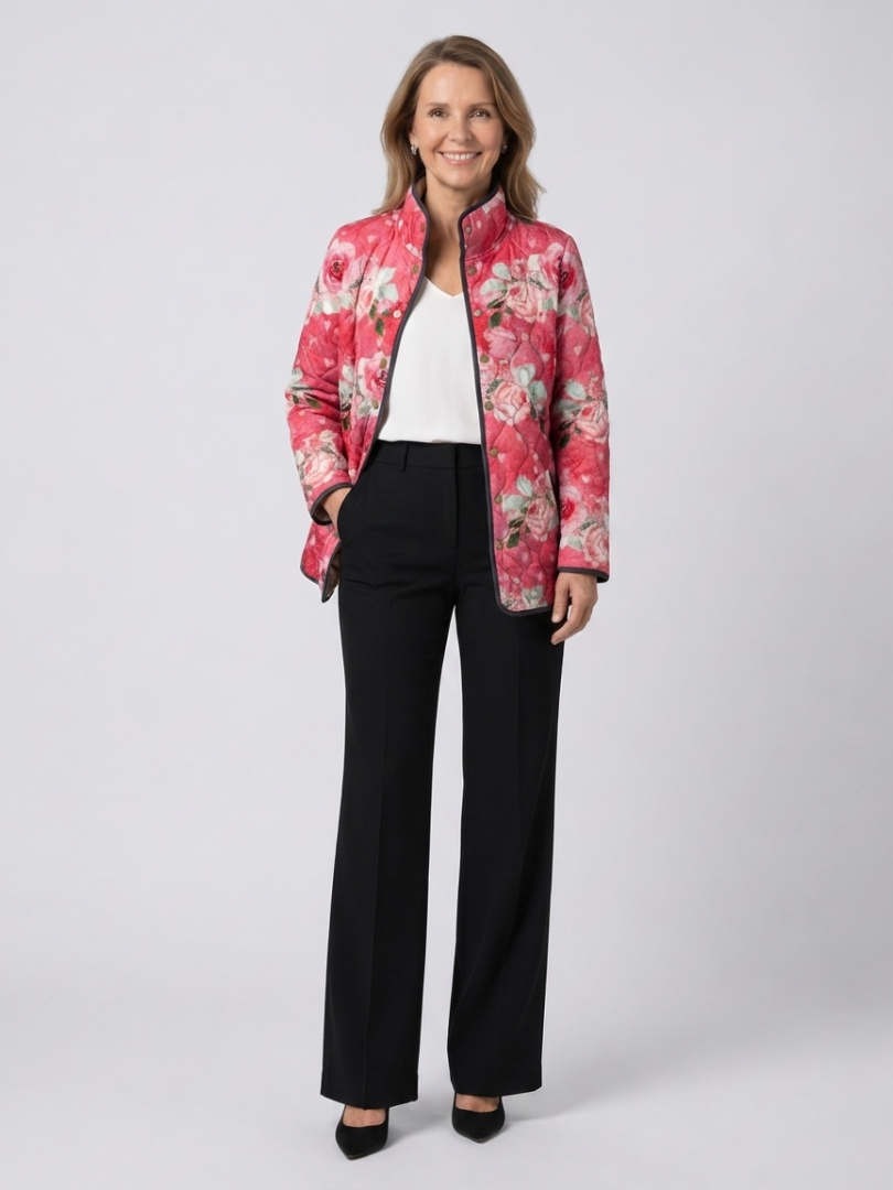 DELACROIX Veste Matelassée Rose Framboise portée