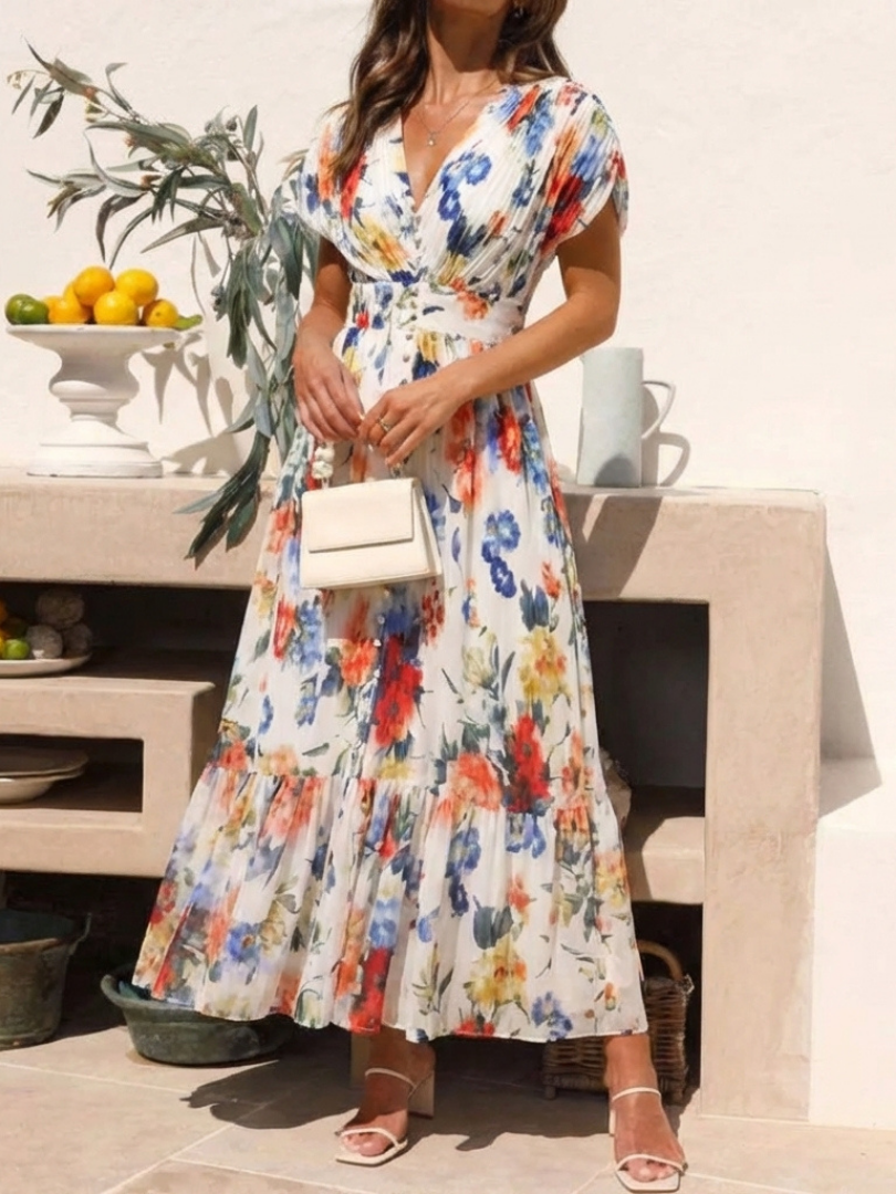 DELACROIX | Robe Midi Fleurie Plissée Savannah