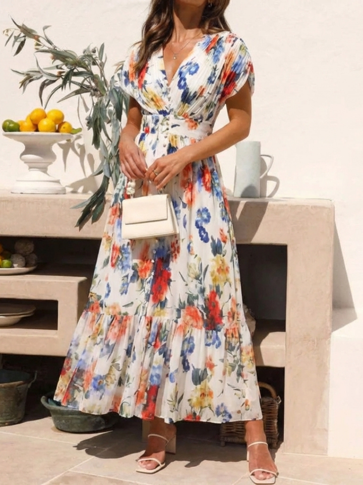 DELACROIX | Robe Midi Fleurie Plissée Savannah