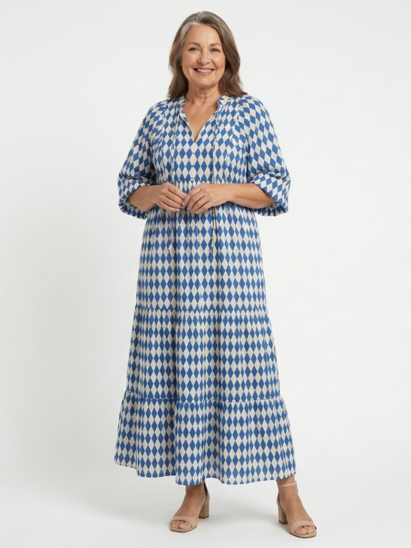 DELACROIX | Robe Midi à Imprimé Diamant Elodie