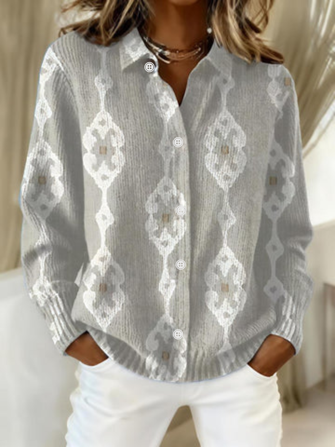 DELACROIX | Cardigan Maille Motif Losanges Chloé