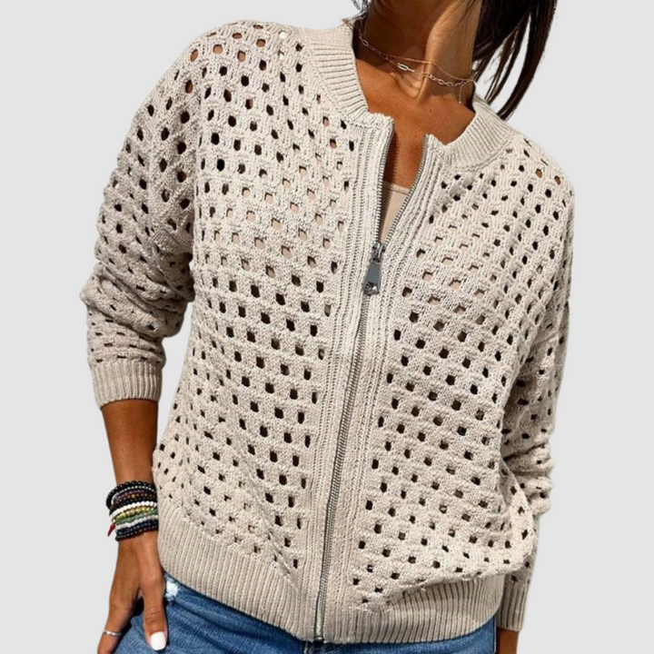 DELACROIX | Veste Zippée en Maille Ajourée Charlotte
