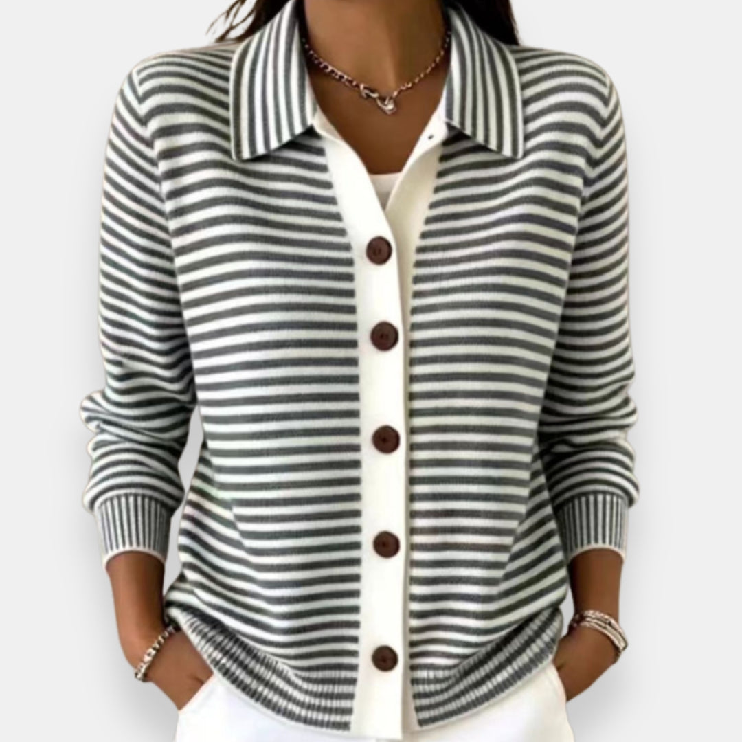 DELACROIX | Cardigan Rayé à Boutons Camille