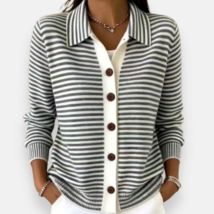 DELACROIX | Cardigan Rayé à Boutons Camille