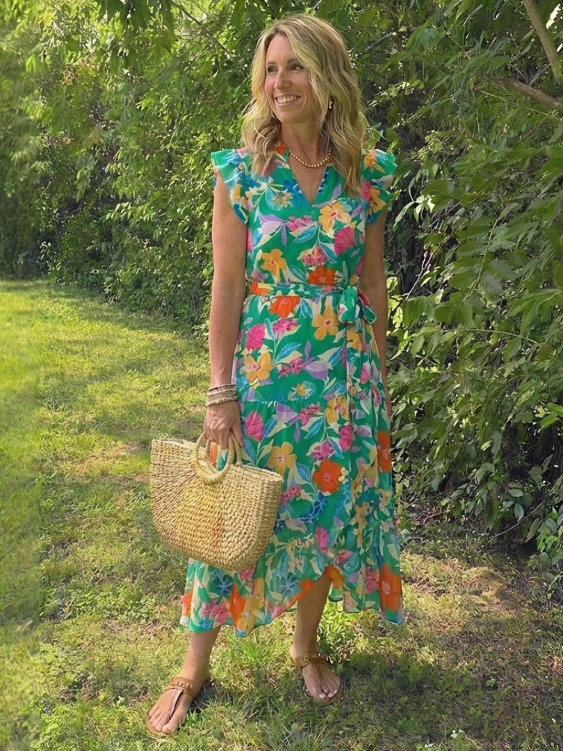 DELACROIX | Robe Midi Évasée à Imprimé Floral Lila