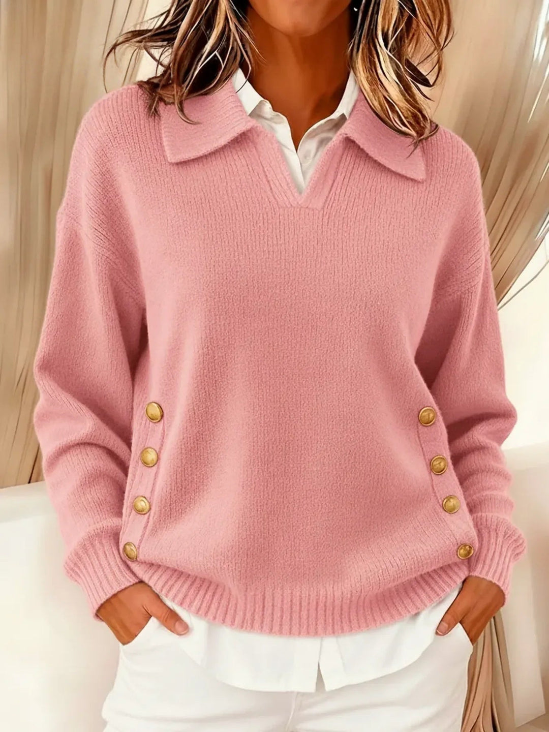 DELACROIX | Pull Col Polo Boutons Dorés Aveline