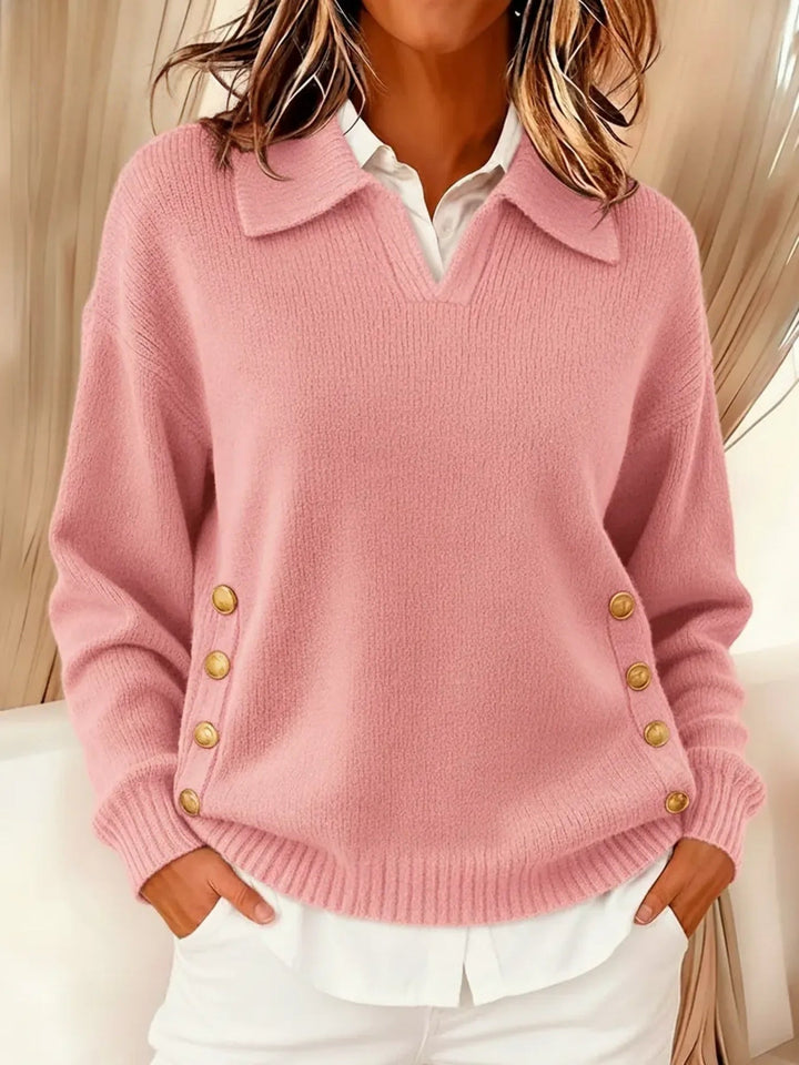 DELACROIX | Pull Col Polo Boutons Dorés Aveline