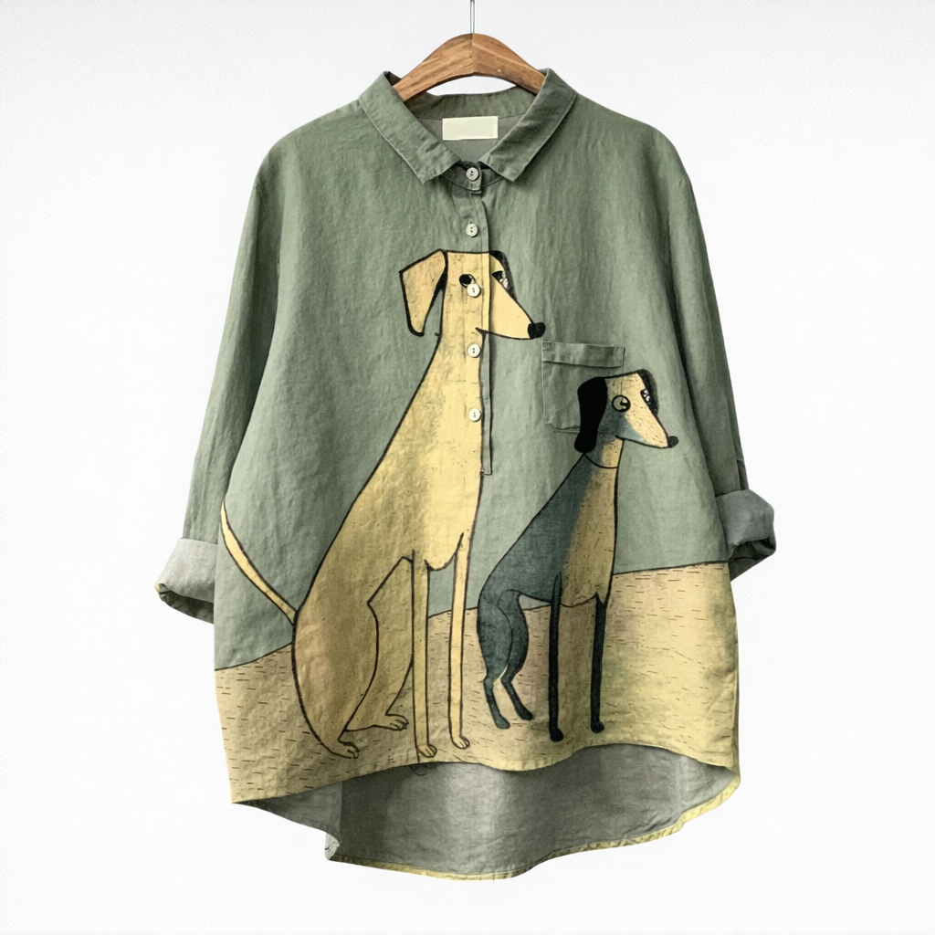 DELACROIX | Blouse Élégante à Motif Canin (1+1 GRATUIT)