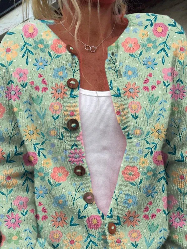 DELACROIX | Cardigan Vert Fleuri Christine
