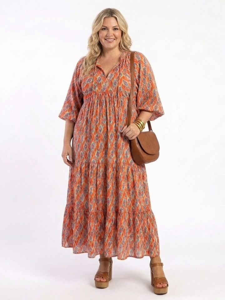 DELACROIX | Robe Midi à Imprimé Géométrique Amara