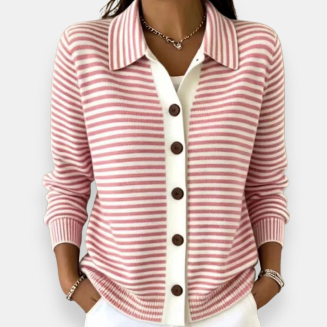 DELACROIX | Cardigan Rayé à Boutons Camille