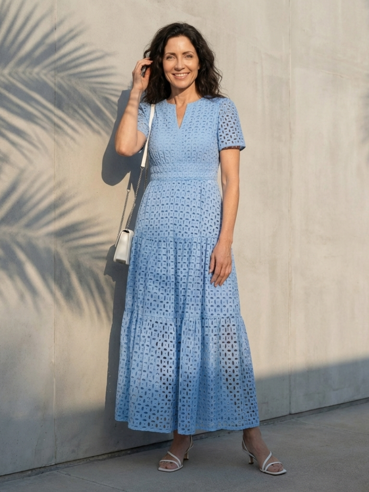 DELACROIX | Robe midi à manches courtes Brielle
