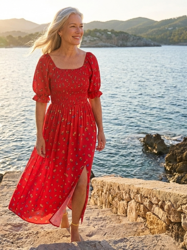 DLEACROIX | Robe Midi à Manches Bouffantes Delphine