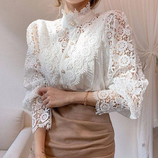 DELACROIX | Chemise à manches longues avec dentelle et détails Tove