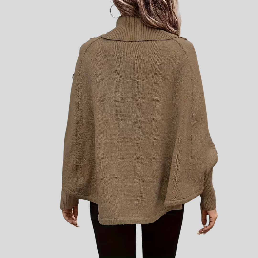 DELACROIX | Poncho Col Roulé Torsadé pour Femme Léa