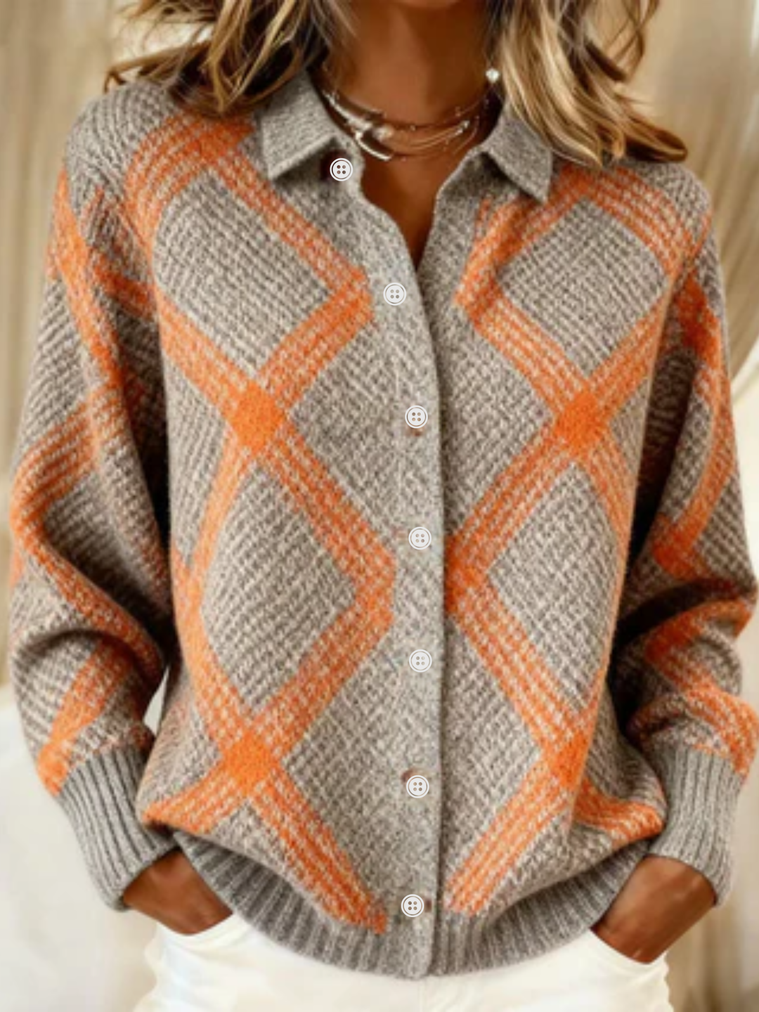 DELACROIX | Cardigan Maille Losanges Ambrés Florence